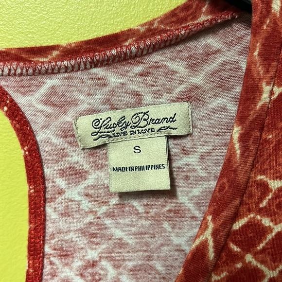 Small Lucky Brand red pattern summer dress - Picture 3 of 5